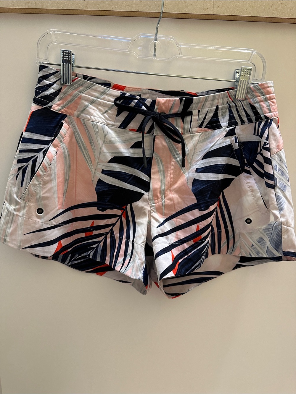Athleta Pink Navy Tropical Drawstring Shorts
